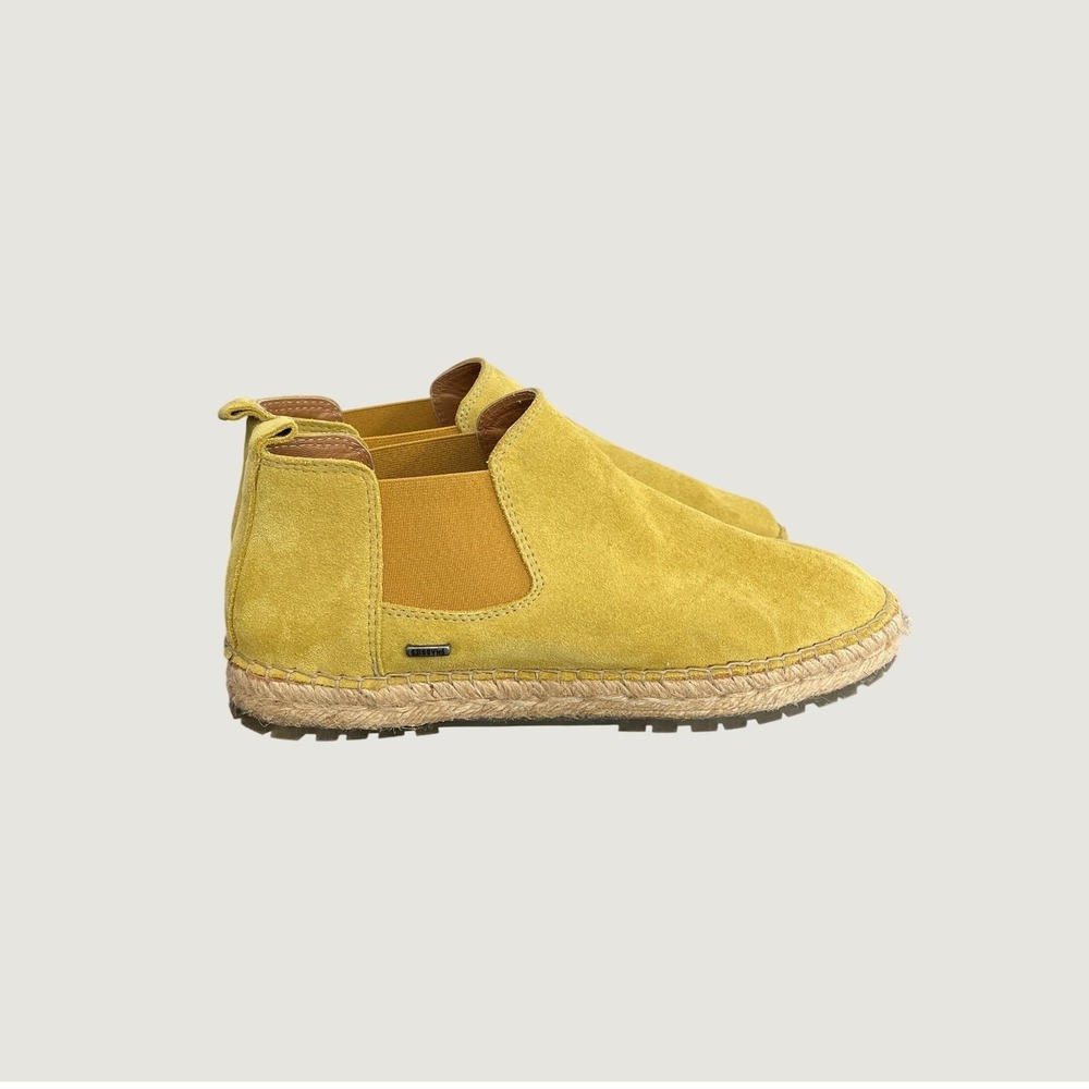 Shabbies Amsterdam Mustard Yellow Suede Espadrille Chelsea Boots Size 40 US 9